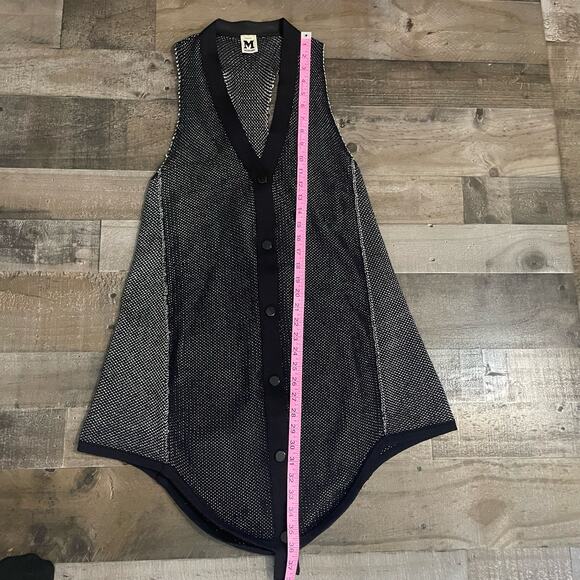 Missoni Sweater Vest Cardigan Sleeveless Racerback Knit Black Metallic Silver - Picture 14 of 16